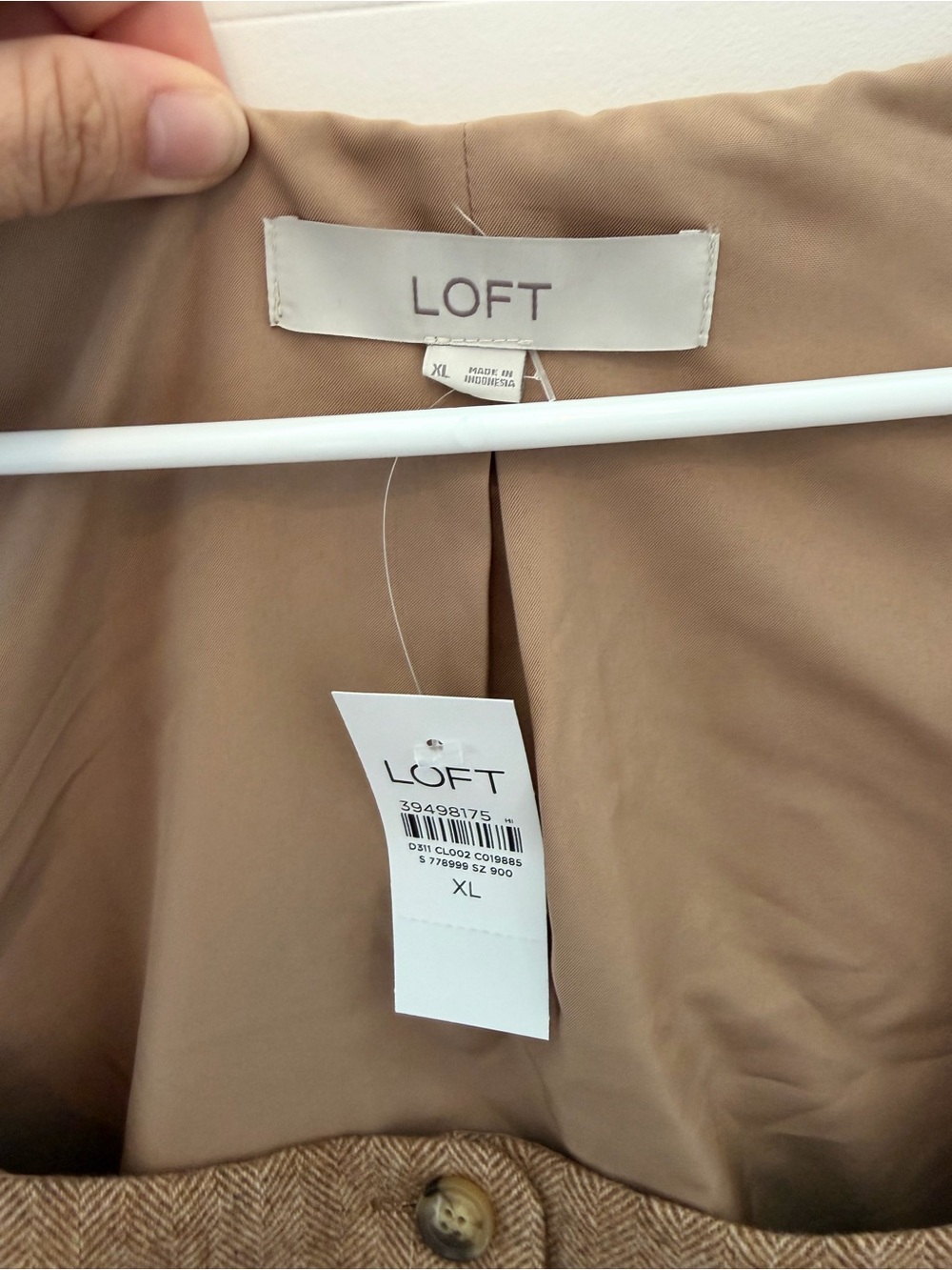 LOFT Tan/Brown Herringbone Women's Jacket - Picture 2 of 4
